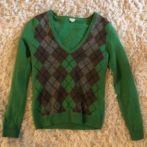 JCrew 100% wool Argyle sweater